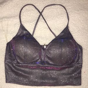 Windsor crop top sparkly purple cross back